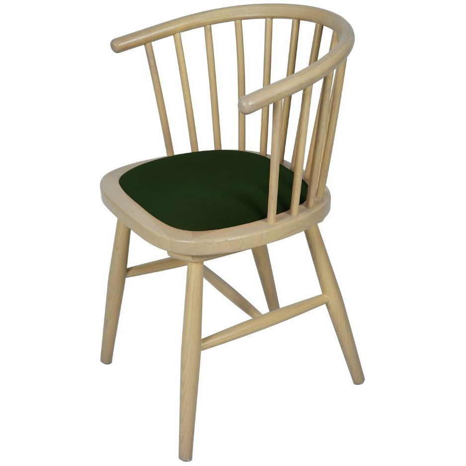 Nordic Upholstered Dining Carver Chair - Green Pad