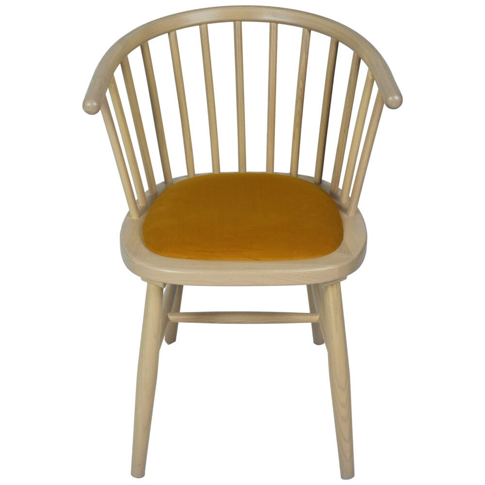 Nordic Upholstered Dining Carver Chair - Mustard Pad