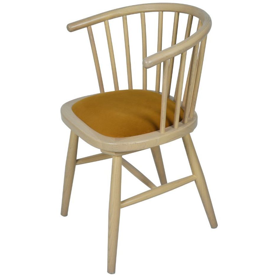 Nordic Upholstered Dining Carver Chair - Mustard Pad