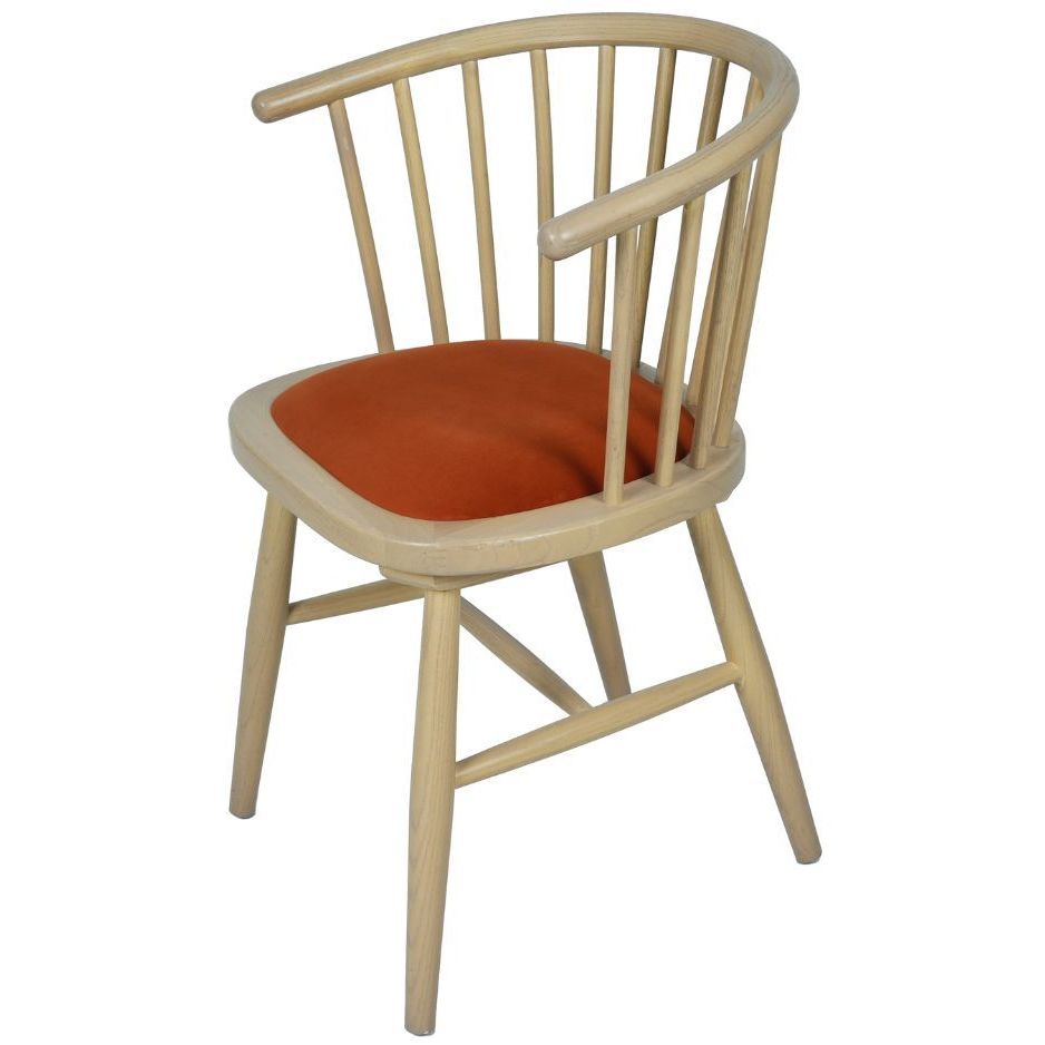 Nordic Upholstered Dining Carver Chair - Rust Pad