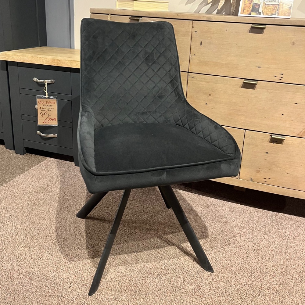 Clearance: Grey Velvet Tony Dining Chair
