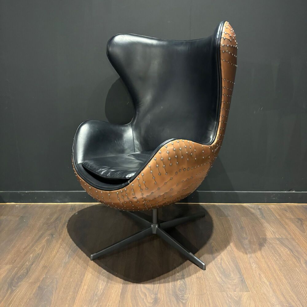 Clearance: Aviator Swivel Leather & Copper Chair