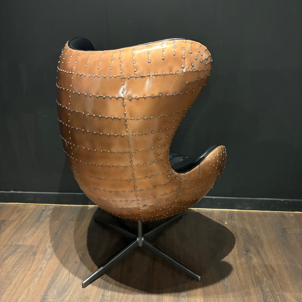 Clearance: Aviator Swivel Leather & Copper Chair