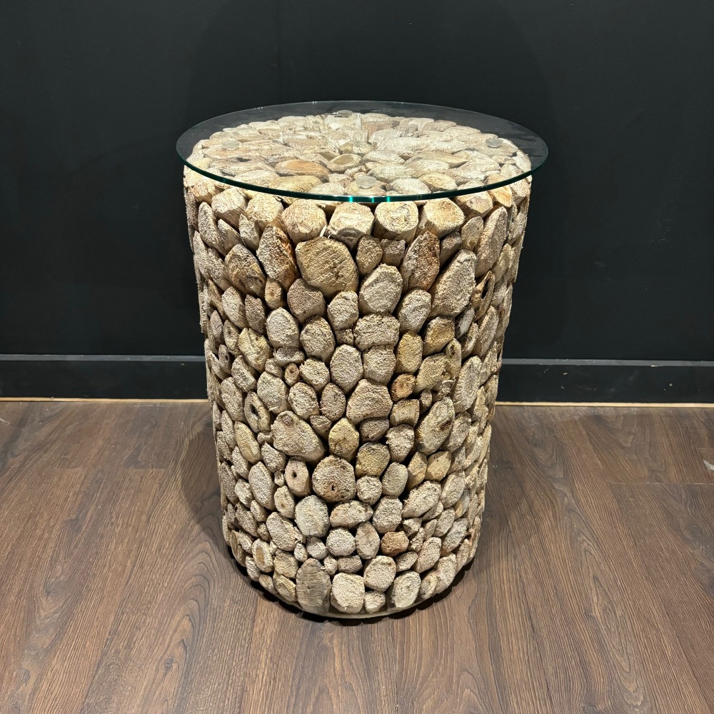 Clearance: Driftwood & Glass End Table