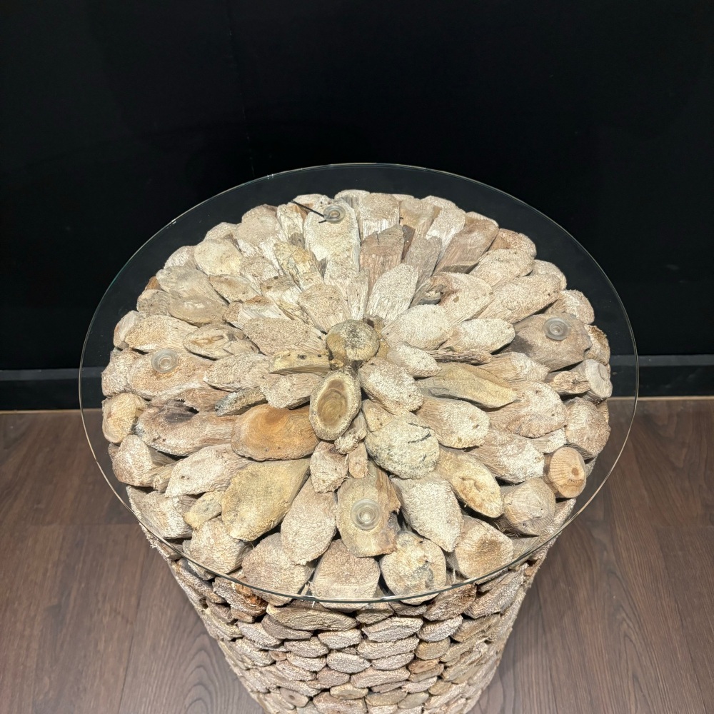Clearance: Driftwood & Glass End Table
