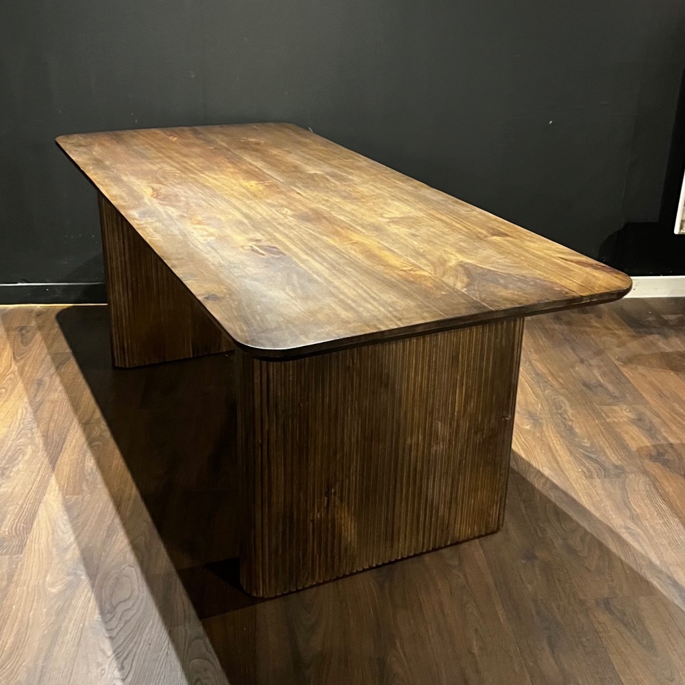 Clearance: Fluted Dark Mango 2m Dining Table
