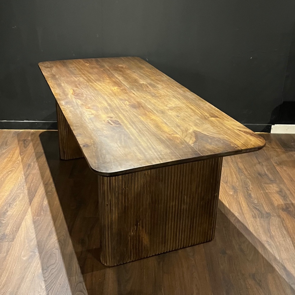 Clearance: Fluted Dark Mango 2m Dining Table