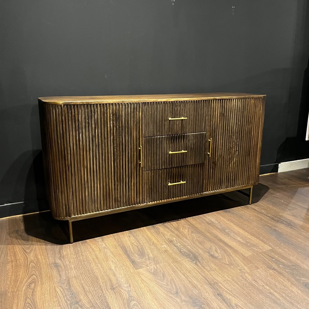 Clearance: Fluted Dark Mango Wood Sideboard