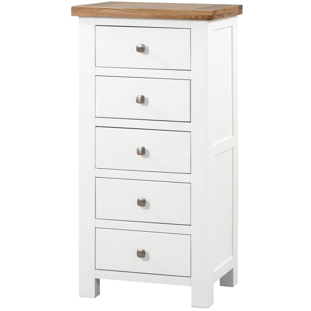 New Amber Painted Chest 5 Drawer Narrow