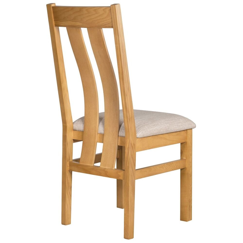 New Amber Oak Dining Chair Harvard Fabric Seat Pad Beige