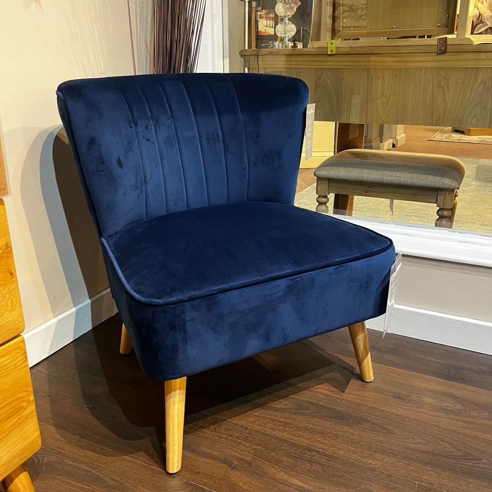 Clearance: Navy Velvet Louis Accent Chair