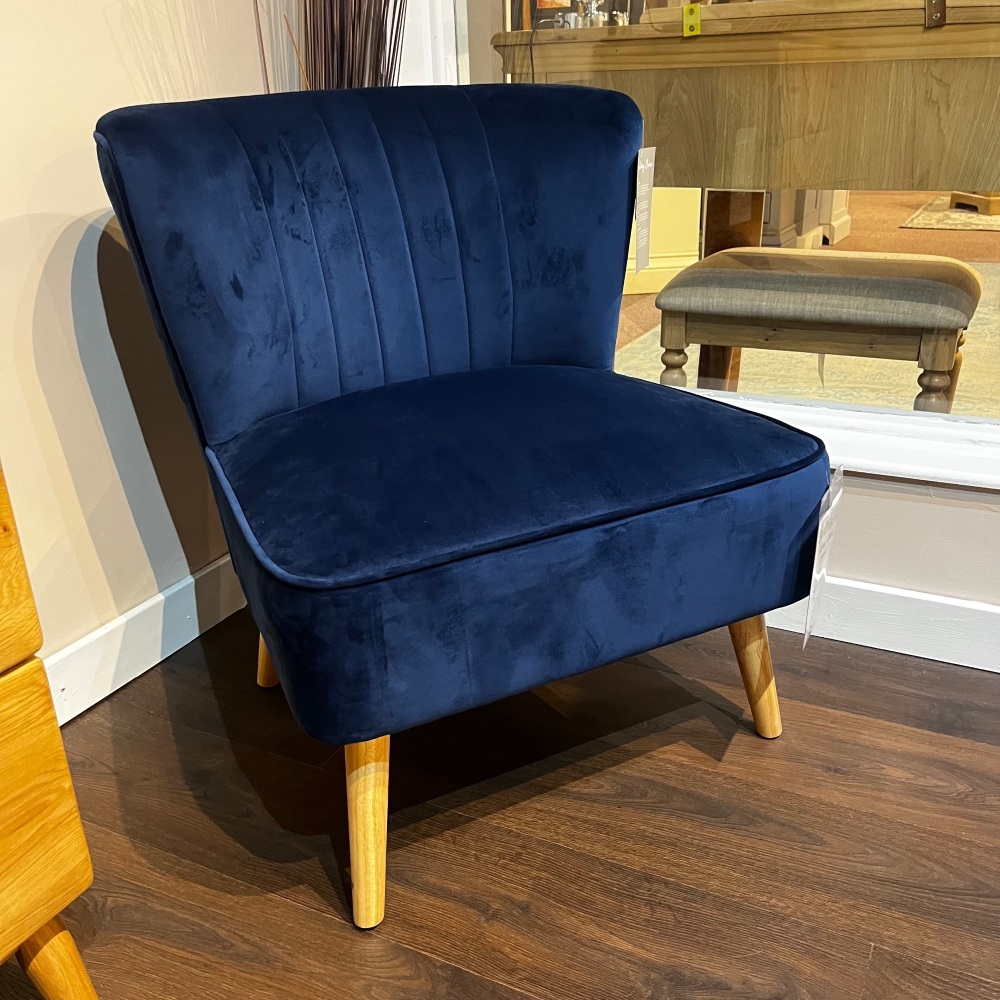 Clearance: Navy Velvet Louis Accent Chair