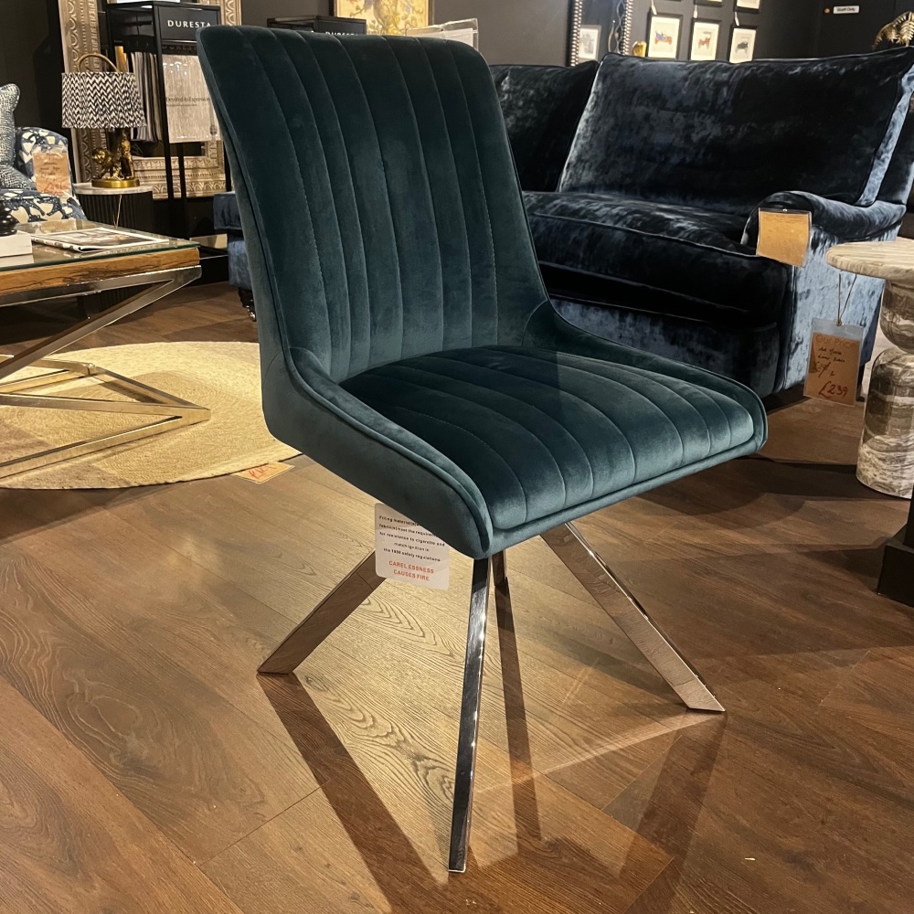 Clearance: Teal Velvet Dining Chair