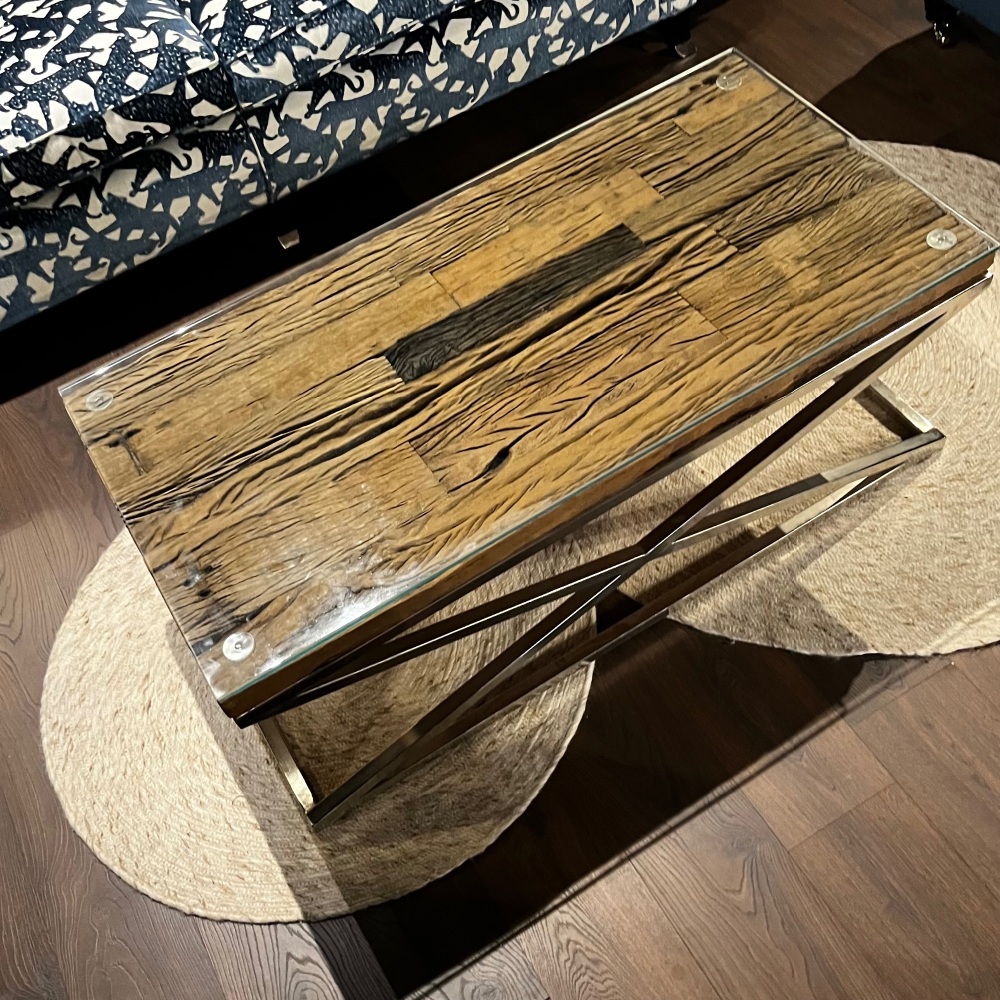 Clearance: Sleeper Wood Coffee Table With Glass Table