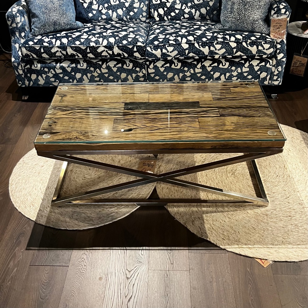 Clearance: Sleeper Wood Coffee Table With Glass Table