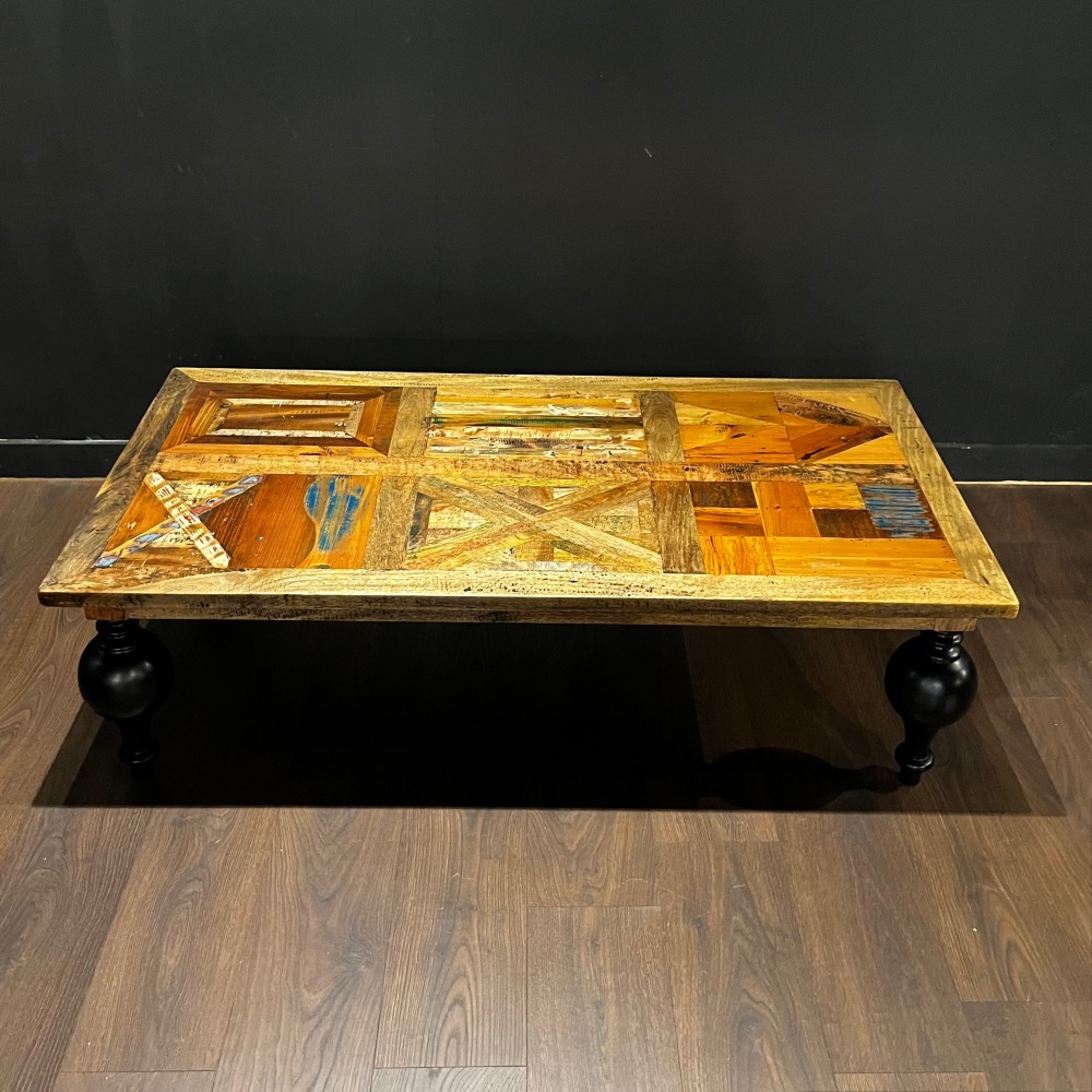 Parquet Top Turned Leg Coffee Table