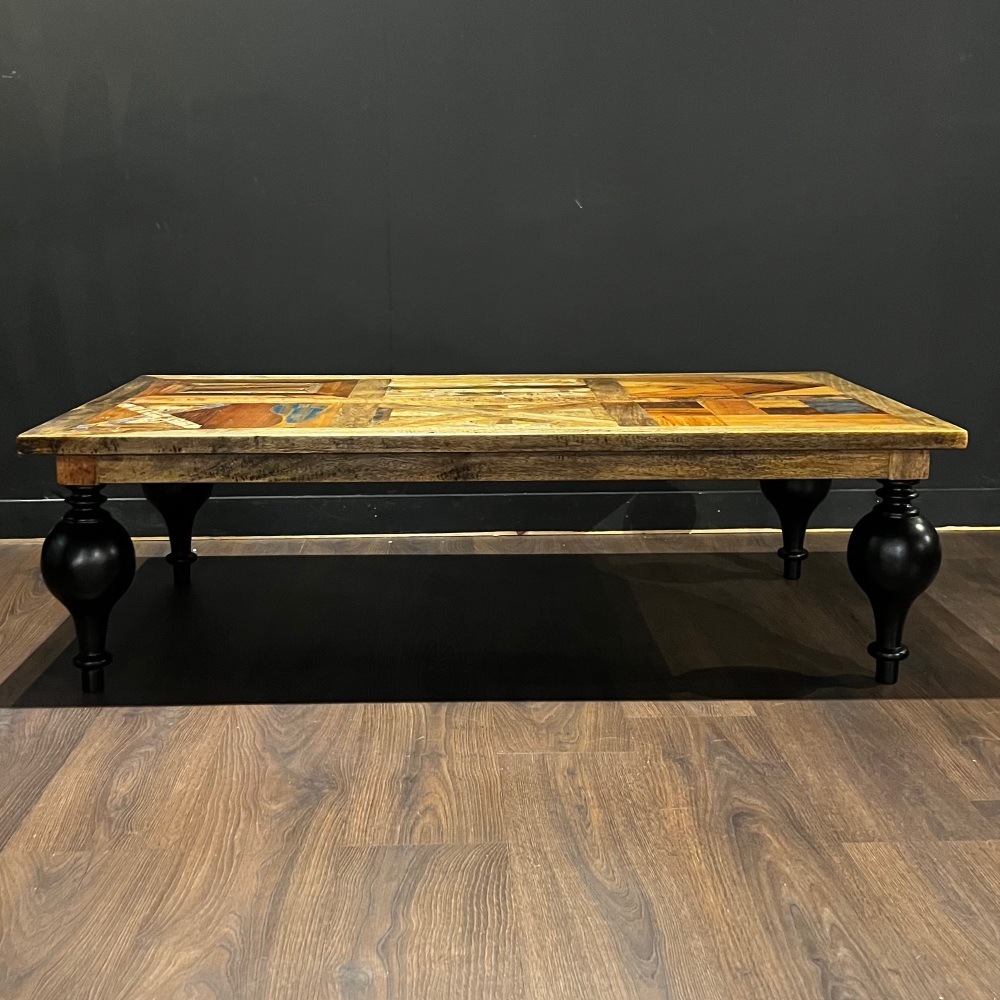 Parquet Top Turned Leg Coffee Table