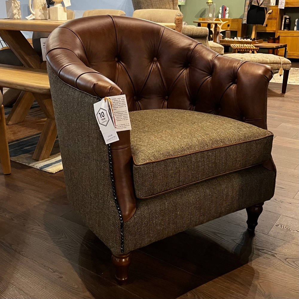 Clearance: Stamford Harris Tweed & Leather Chair