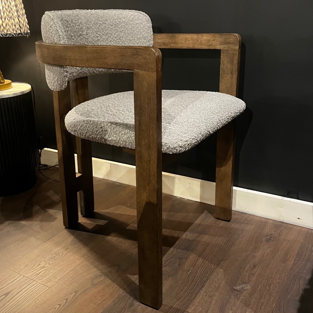 Grace Carver Wood & Boucle Dining Chair
