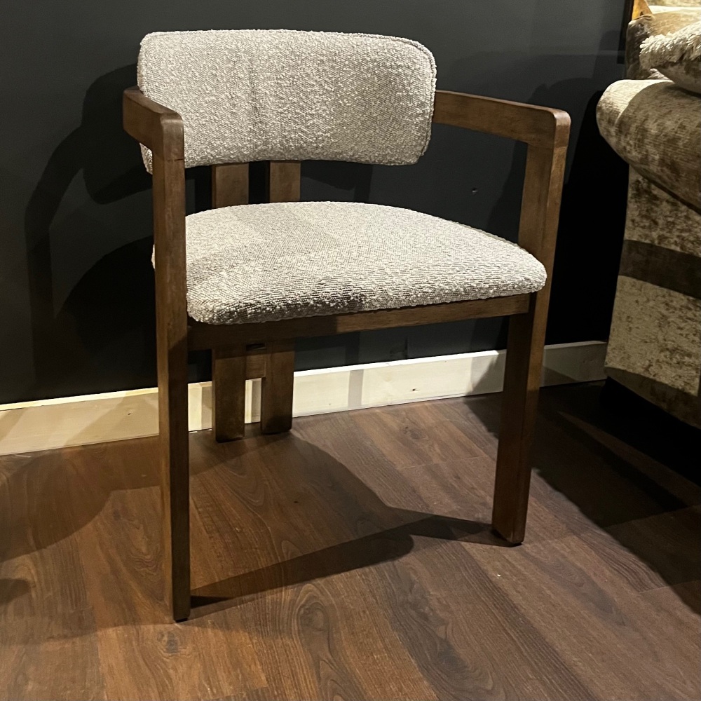 Grace Carver Wood & Boucle Dining Chair