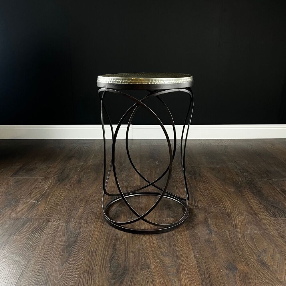 Clearance: Hammered Gold & Iron Side Table