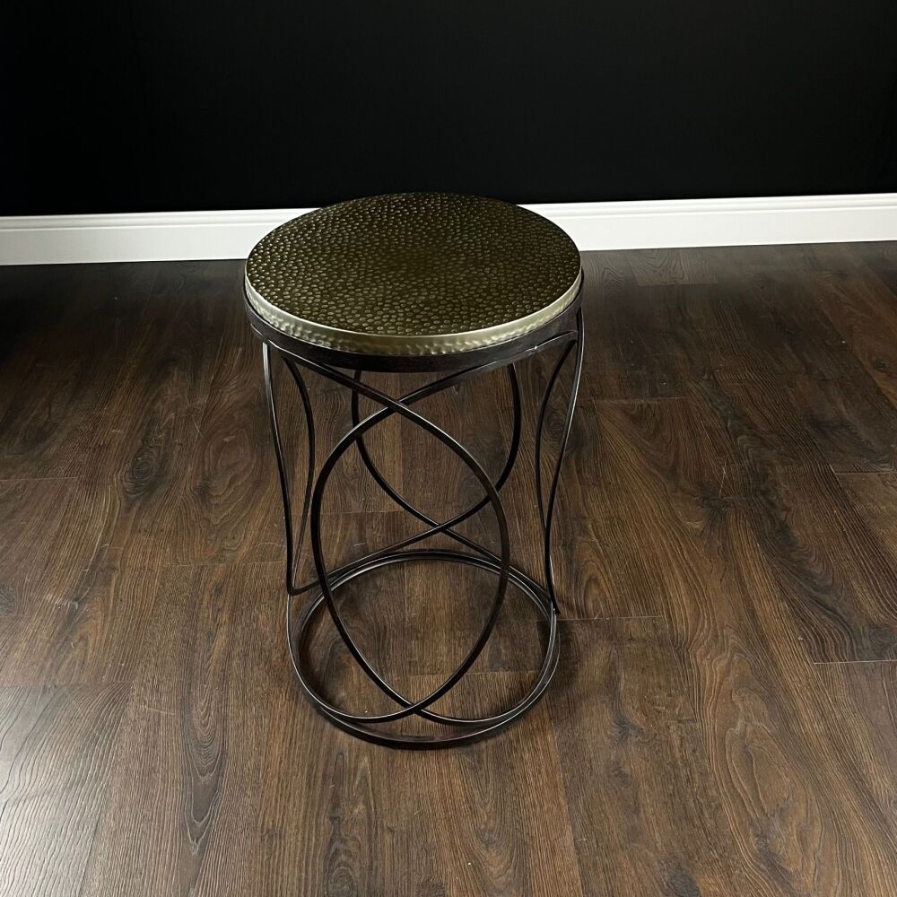 Clearance: Hammered Gold & Iron Side Table