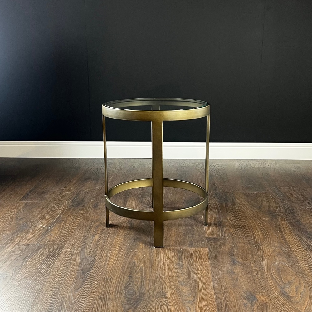 Clearance: Iron & Glass Side Table