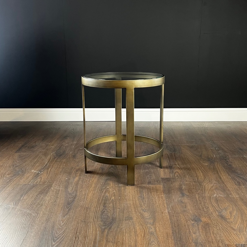 Clearance: Iron & Glass Side Table