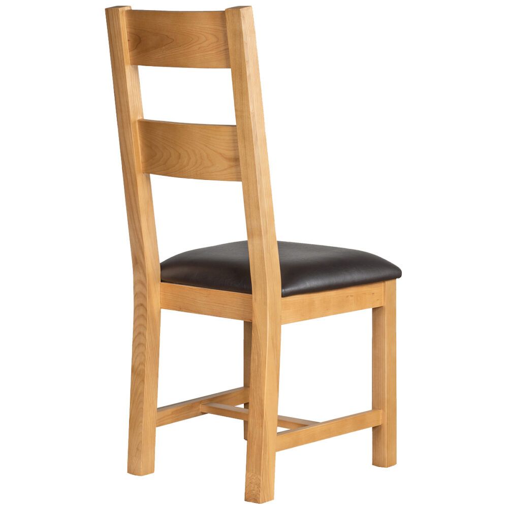 New Amber Oak Dining Chair Ladder Back With PU Seat