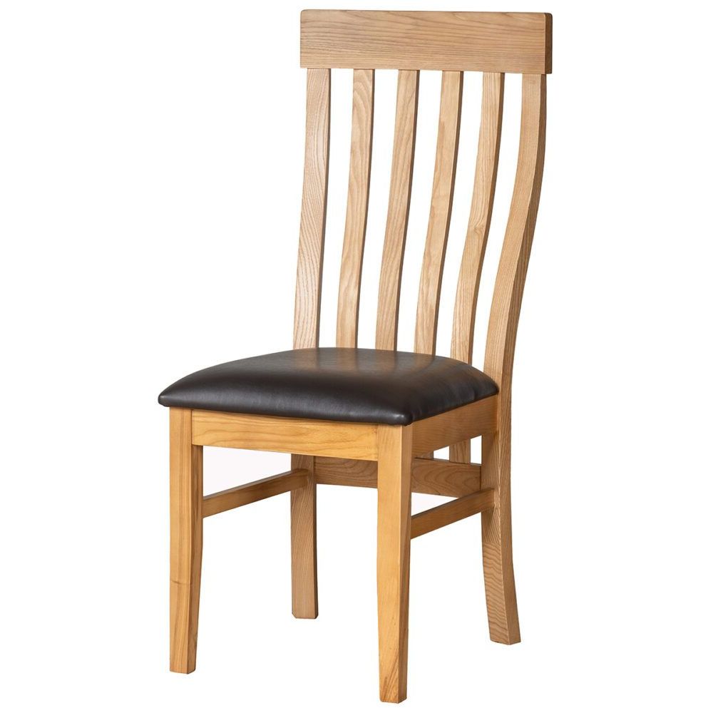 New Amber Oak Dining Chair Nevada PU Seat Pad