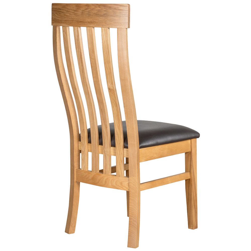 New Amber Oak Dining Chair Nevada PU Seat Pad