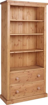 Tuscany Bookcase with Drawers Wax Finish