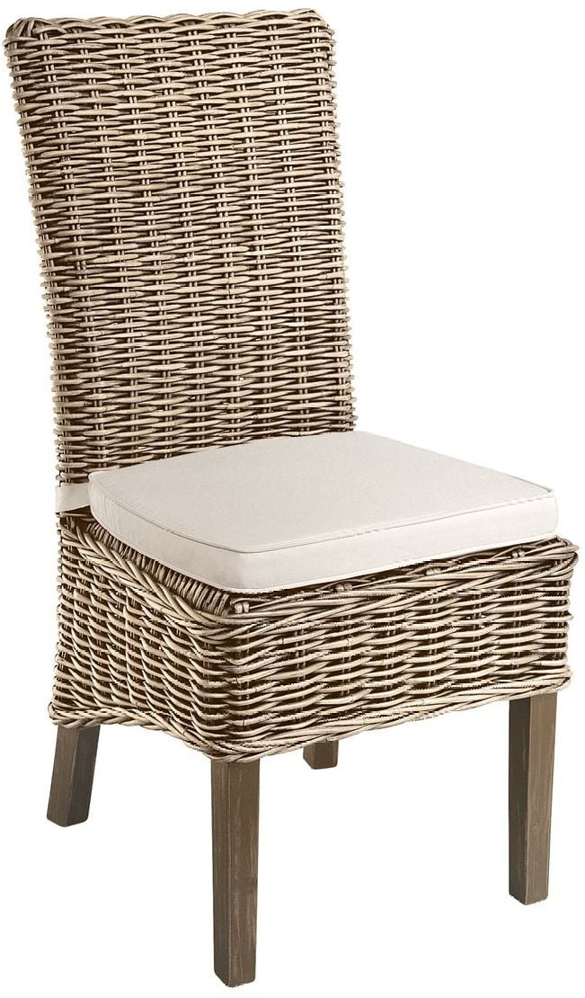 Monpellier Dining Chair Grey Wash Rattan High Dark
