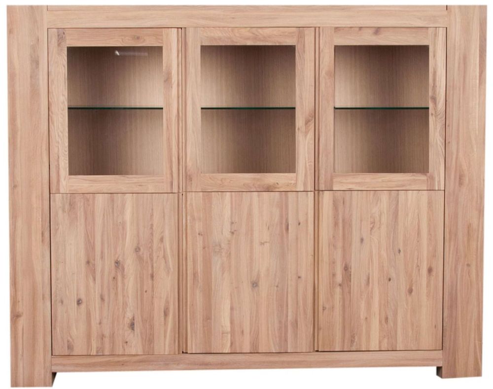 Loft Sideboard Glazed 3 Door Solid European Oak Oil Finish