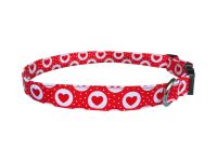 Red & White Hearts Dog Collar