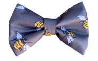 Grey Bees Tartan Bow Tie