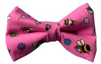 Pink Bees Tartan Bow Tie