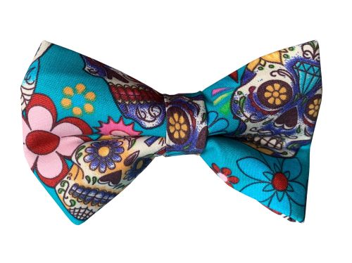 Blue Day of the Dead Bow Tie