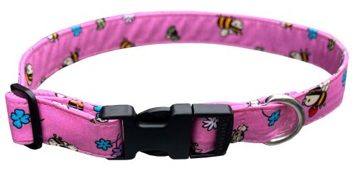 Pink Bees Dog Collar