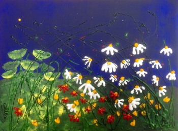 Daisy Field, mounted and framed