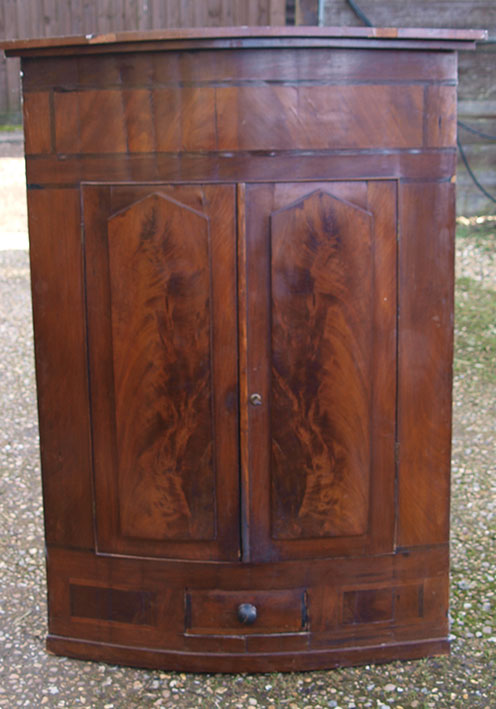 Georgian Mahogany Bow Fronted Corner Cupboard