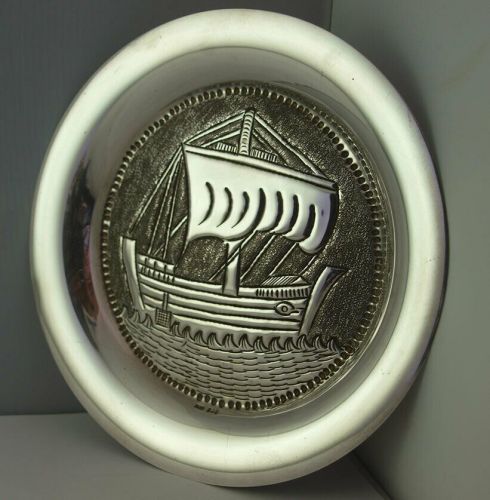 Norwegian Silver Viking Longboat Dish Or Plaque - 104g