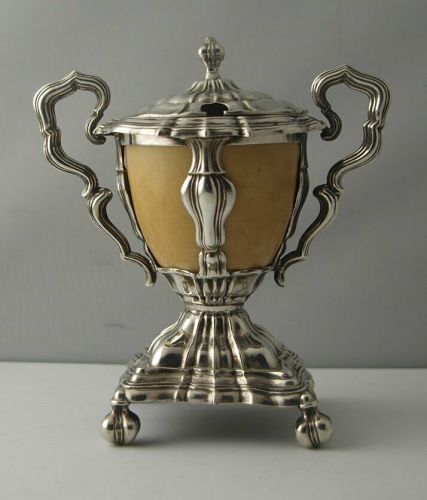 French Empire Style Silver And Ivory Mustard