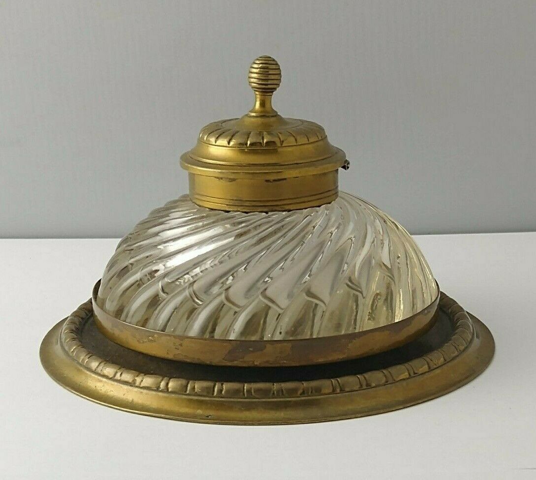 Large Victorian Brass Inkwell
