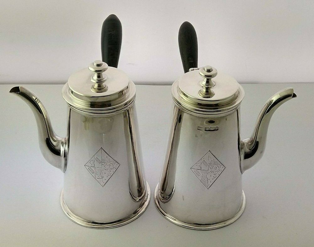 Edwardian Silver Cafe Au Lait Set - Birm. 1910