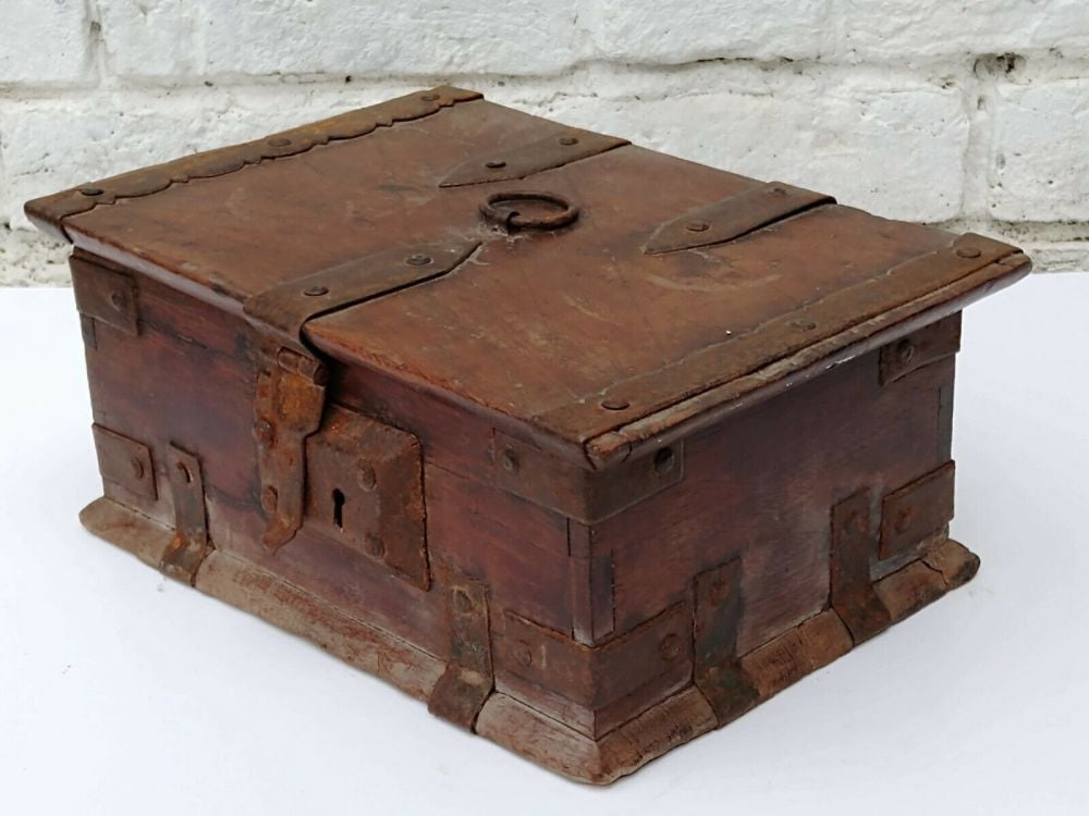 19th C. Spanish Walnut Wooden Casket