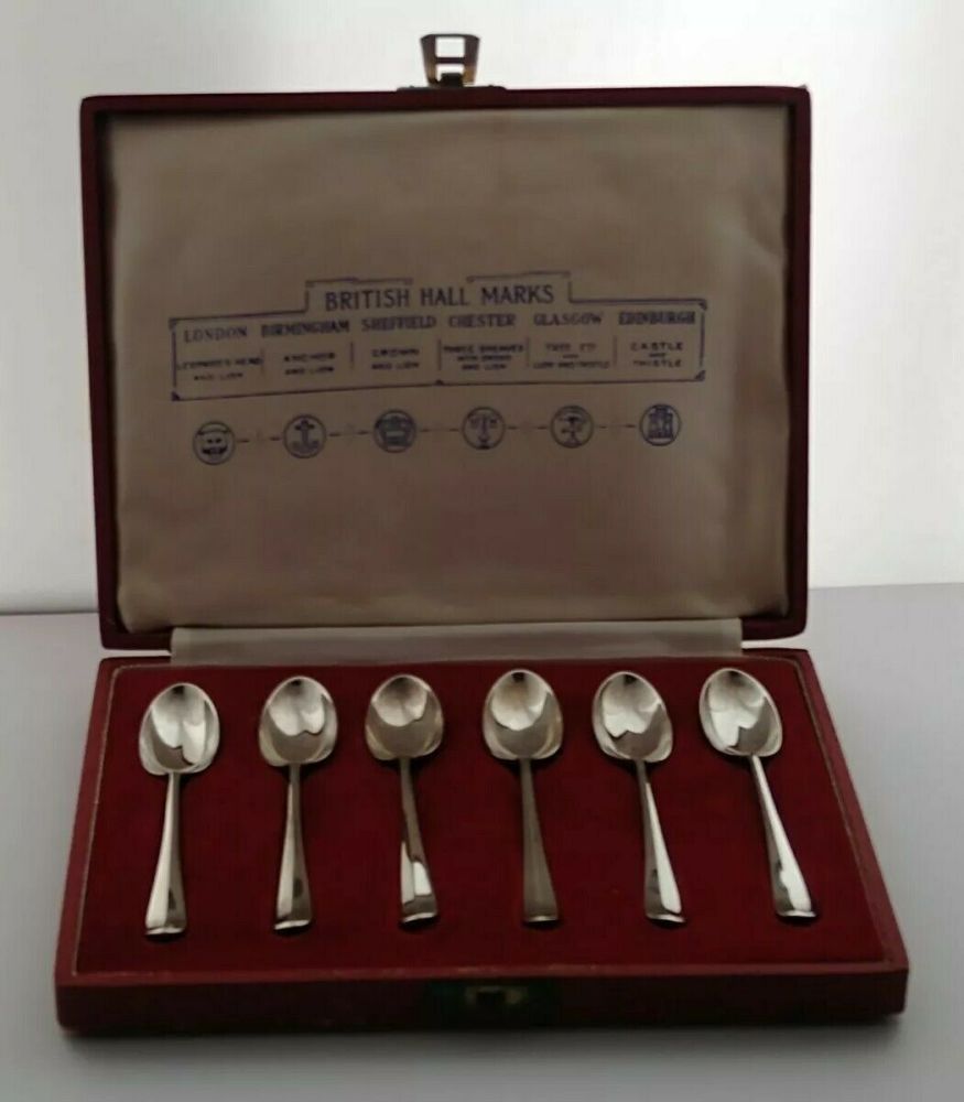 British Hallmarks Silver Rat Tail Spoons - 1952