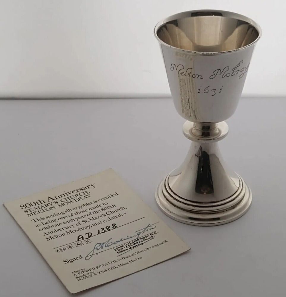 A E Jones Silver St. Mary's Church Goblet Or Chalice - 222g - Birm. 1971