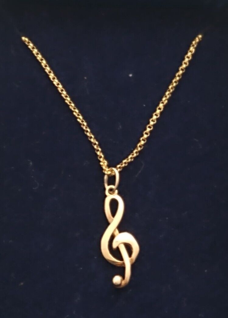 9ct Gold Treble Clef Pendant & Chain