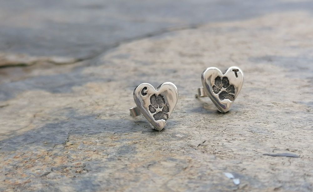 Custom Fine Silver Handprint, Footprint or Paw Print Earrings Earwires or Studs